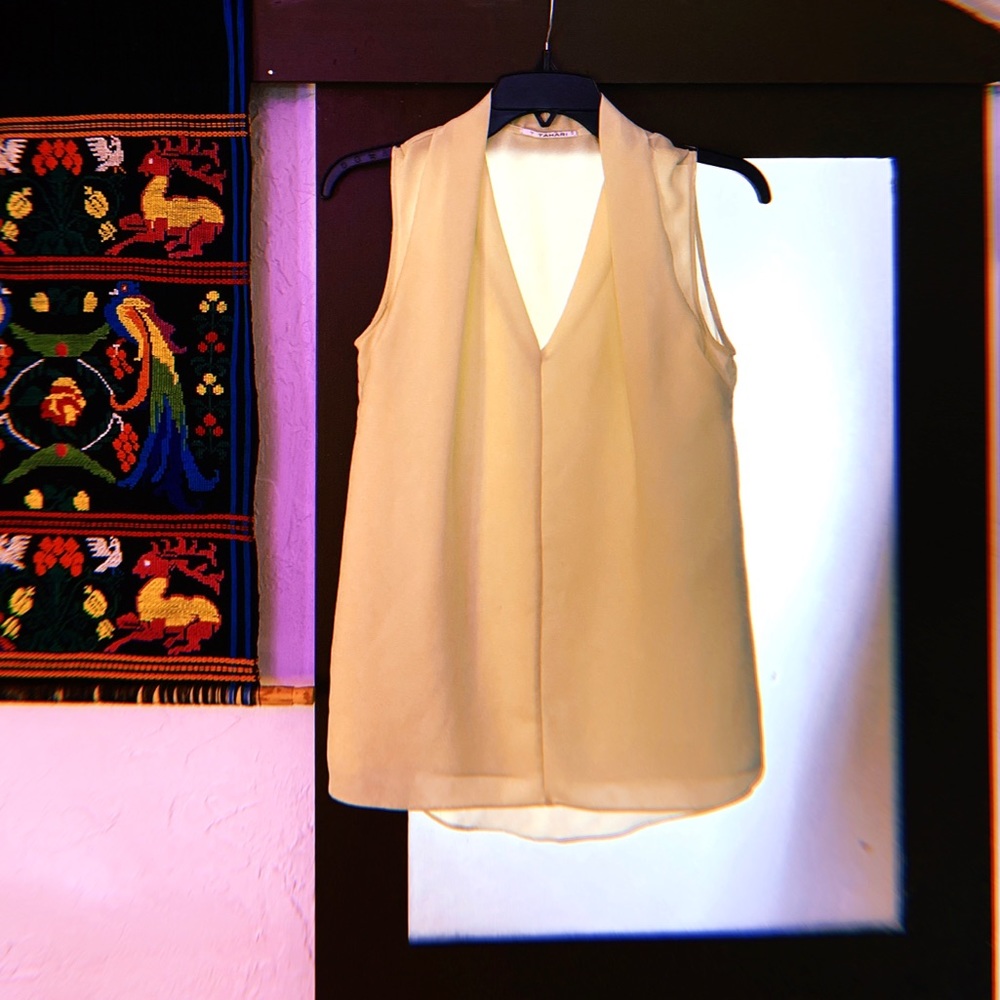 T. Tahari Pastel Lime Sleveless Blouse